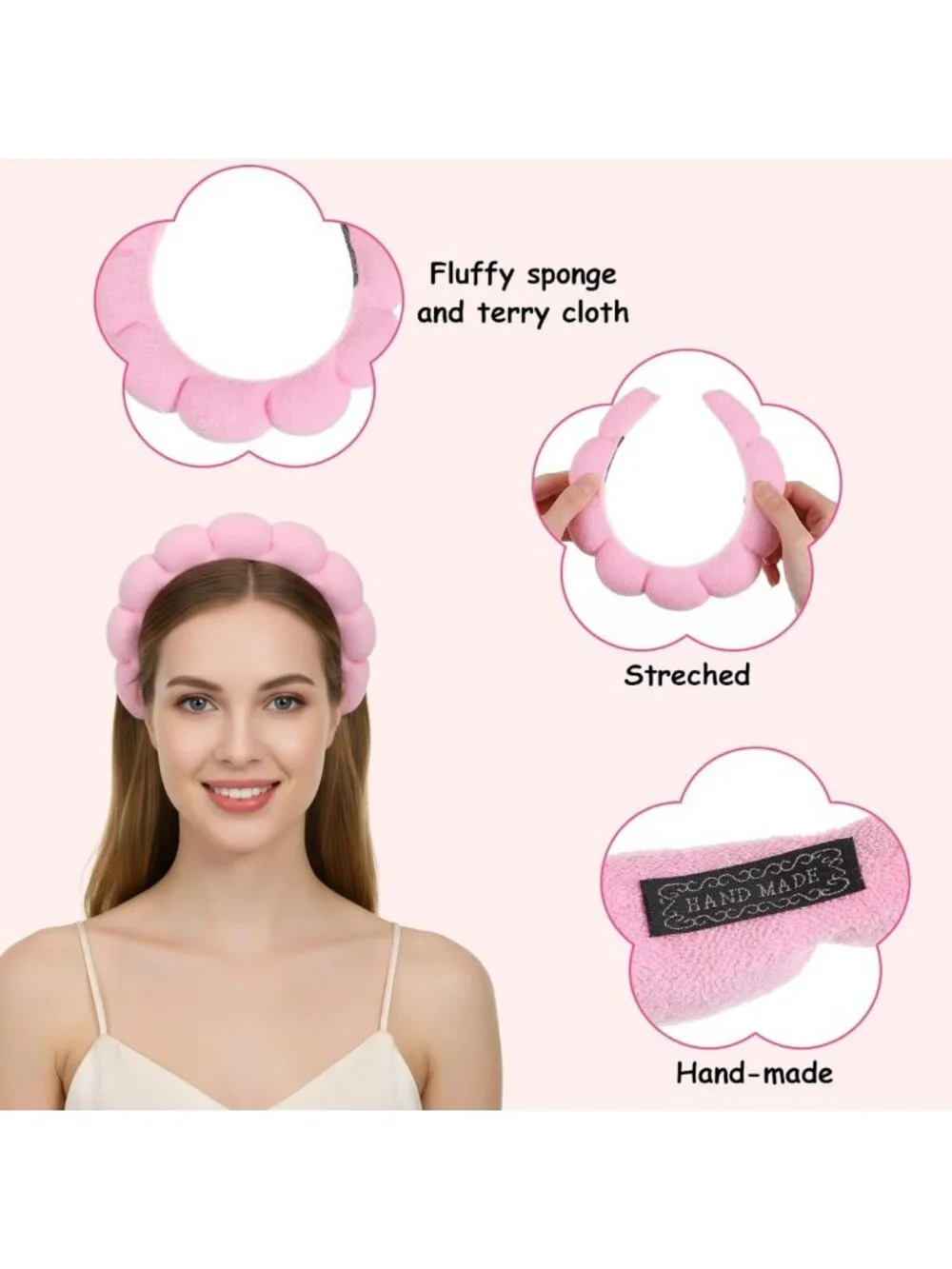 10Pcs Spa Headbands for Women - Makeup & Skincare Hair Accessories, Bubble Bands